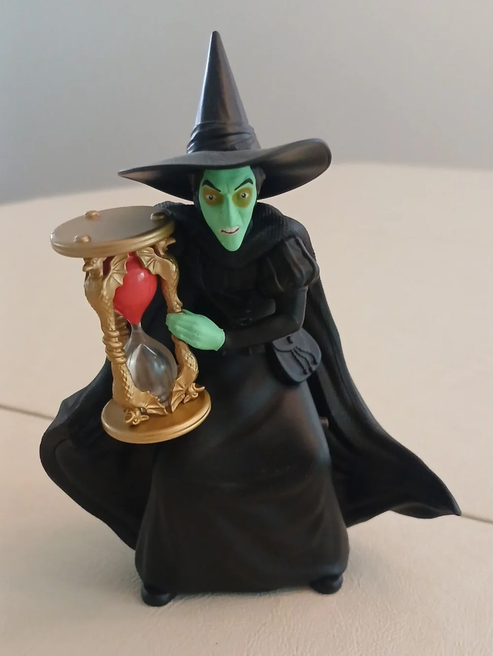 Hallmark Black-Clad Witch Figurine with Gold Hourglass and Red Sand